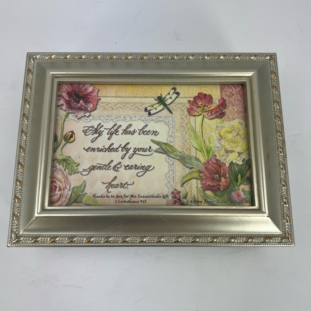 SANKYO MUSIC BOX, JEWELRY BOX, WOODEN BOX, GOLD ROSE COLOR, PLAYS AMAZING GRACE - Picture 13 of 17